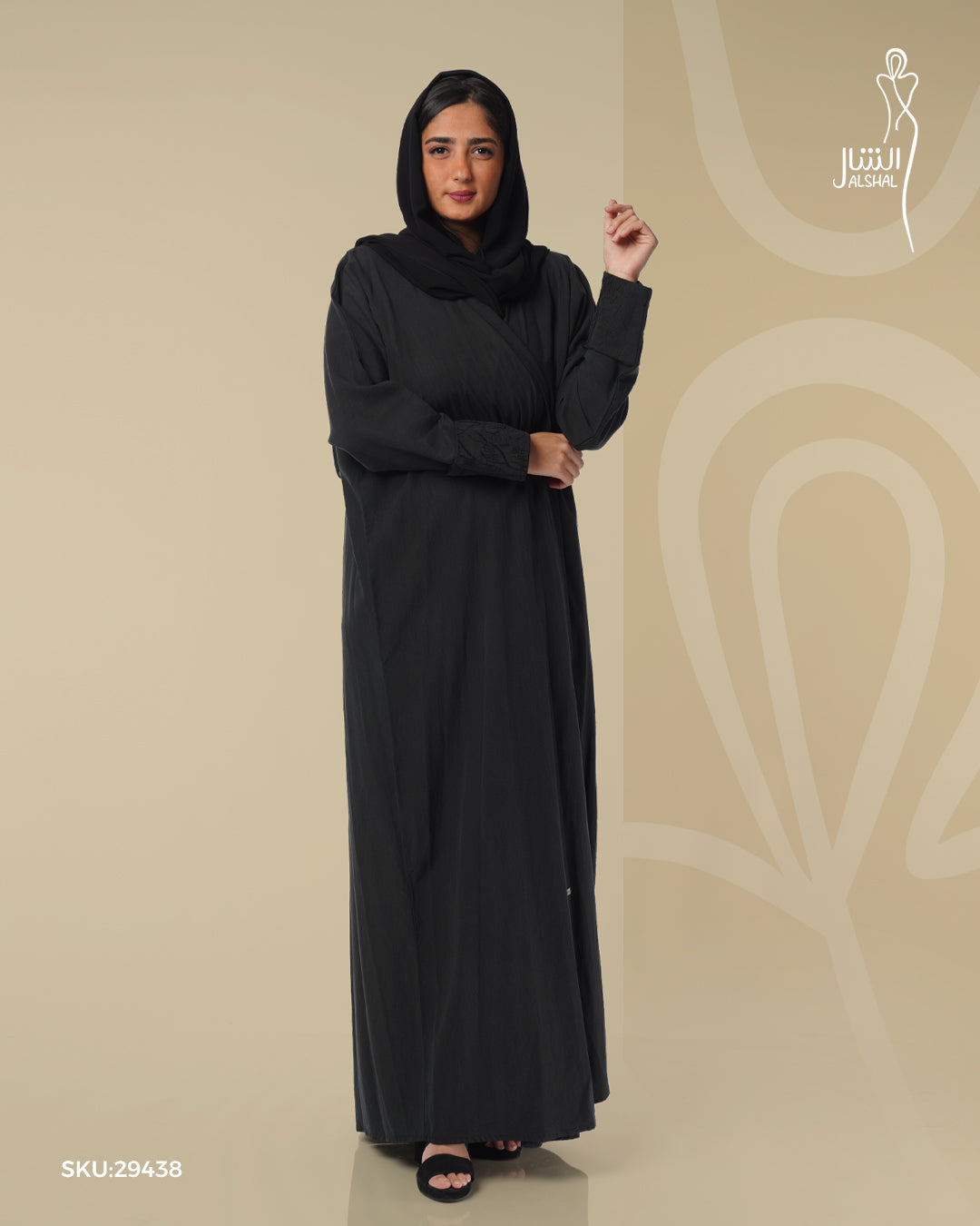 عباية سادة بخياطة دقيقة
